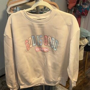 SHEIN Cream Crew Neck Sweater with Pastel Print